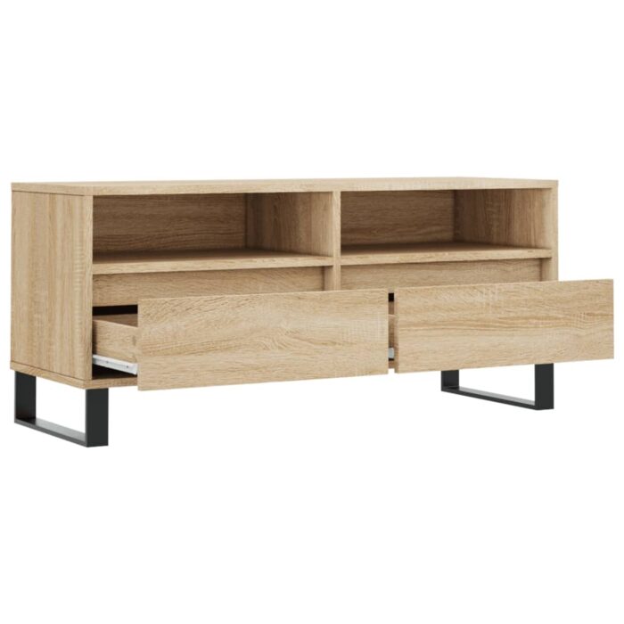 Meuble TV chêne sonoma 100x34,5x44,5 cm bois d'ingénierie – Image 4