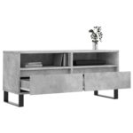Meuble TV gris béton 100x34,5x44,5 cm bois d'ingénierie – Image 2