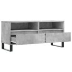 Meuble TV gris béton 100x34,5x44,5 cm bois d'ingénierie – Image 4
