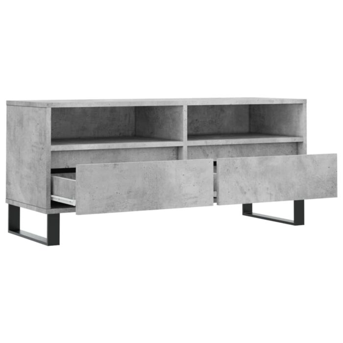Meuble TV gris béton 100x34,5x44,5 cm bois d'ingénierie – Image 4