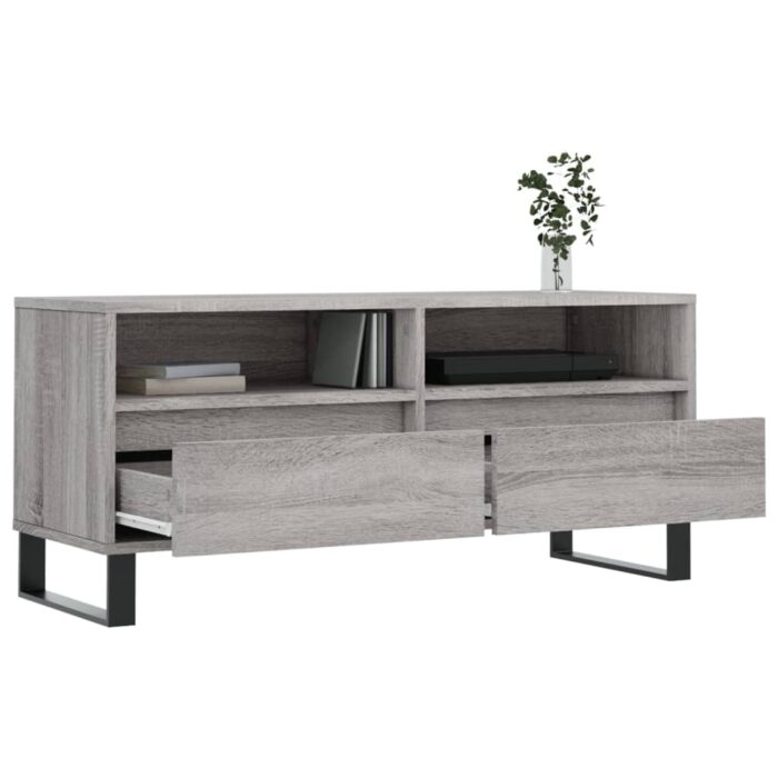 Meuble TV sonoma gris 100x34,5x44,5 cm bois d'ingénierie – Image 2