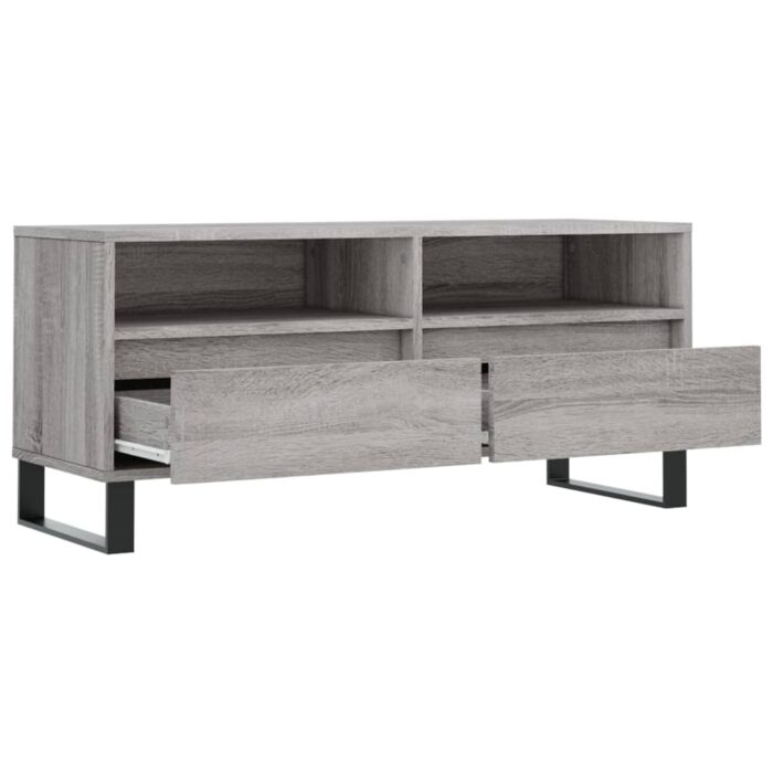 Meuble TV sonoma gris 100x34,5x44,5 cm bois d'ingénierie – Image 4