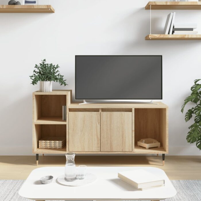 Meuble TV Chêne sonoma 100x35x55 cm Bois d'ingénierie – Image 1