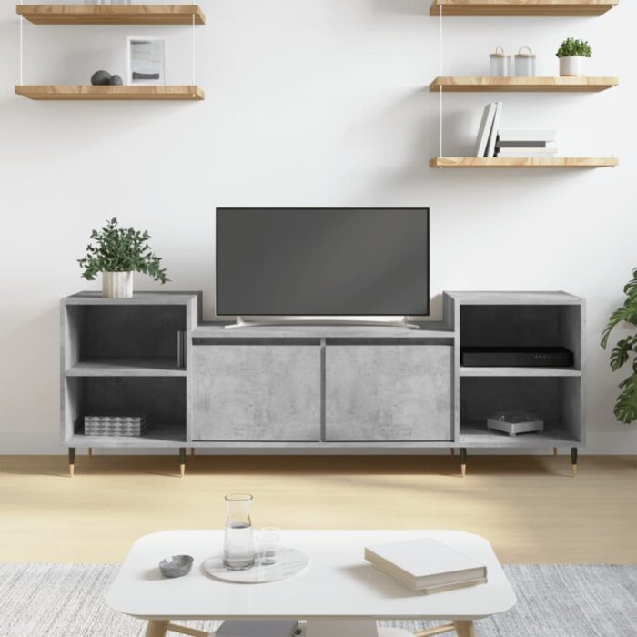 Meuble TV Gris béton 160x35x55 cm Bois d'ingénierie – Image 1