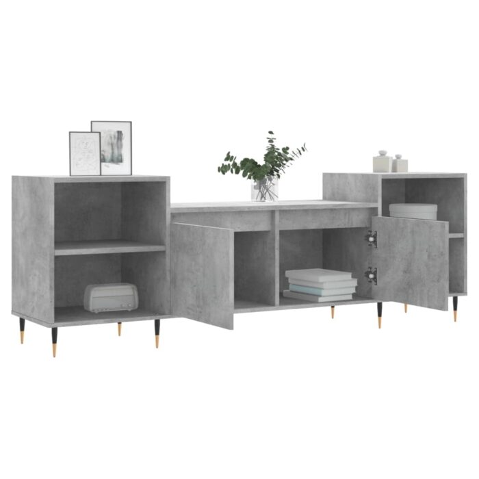 Meuble TV Gris béton 160x35x55 cm Bois d'ingénierie – Image 2