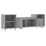Meuble TV Gris béton 160x35x55 cm Bois d'ingénierie – Image 4
