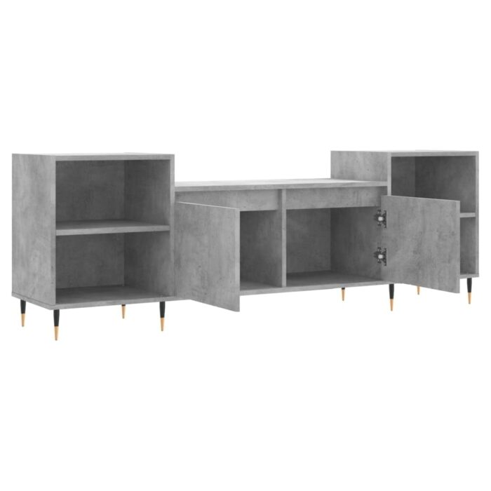 Meuble TV Gris béton 160x35x55 cm Bois d'ingénierie – Image 4