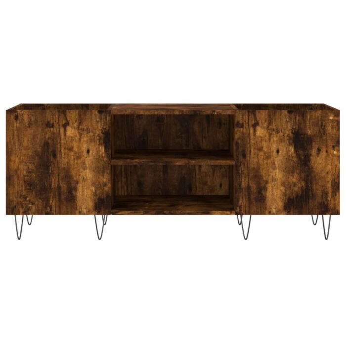 Armoire à disques chêne fumé 121x38x48 cm bois d'ingénierie – Image 2