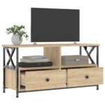 Meuble TV chêne sonoma 90x33x45 cm bois d'ingénierie et fer – Image 2