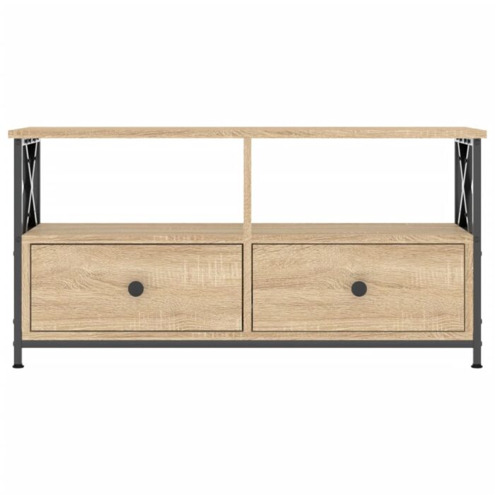 Meuble TV chêne sonoma 90x33x45 cm bois d'ingénierie et fer – Image 3