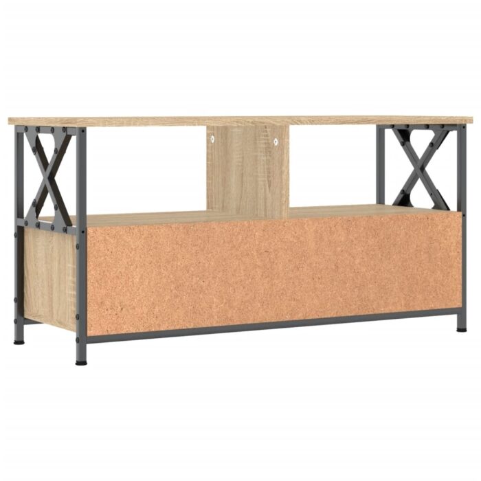 Meuble TV chêne sonoma 90x33x45 cm bois d'ingénierie et fer – Image 6