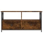 Meuble TV chêne fumé 90x33x45 cm bois d'ingénierie et fer – Image 3