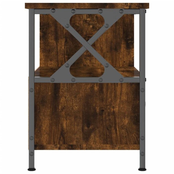 Meuble TV chêne fumé 90x33x45 cm bois d'ingénierie et fer – Image 5