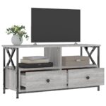 Meuble TV sonoma gris 90x33x45 cm bois d'ingénierie et fer – Image 2