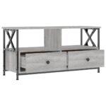 Meuble TV sonoma gris 90x33x45 cm bois d'ingénierie et fer – Image 4