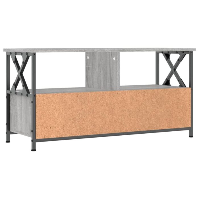 Meuble TV sonoma gris 90x33x45 cm bois d'ingénierie et fer – Image 6