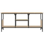 Meuble TV chêne sonoma 100x35x45 cm bois d'ingénierie et fer – Image 2