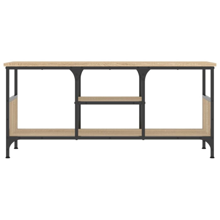 Meuble TV chêne sonoma 100x35x45 cm bois d'ingénierie et fer – Image 2