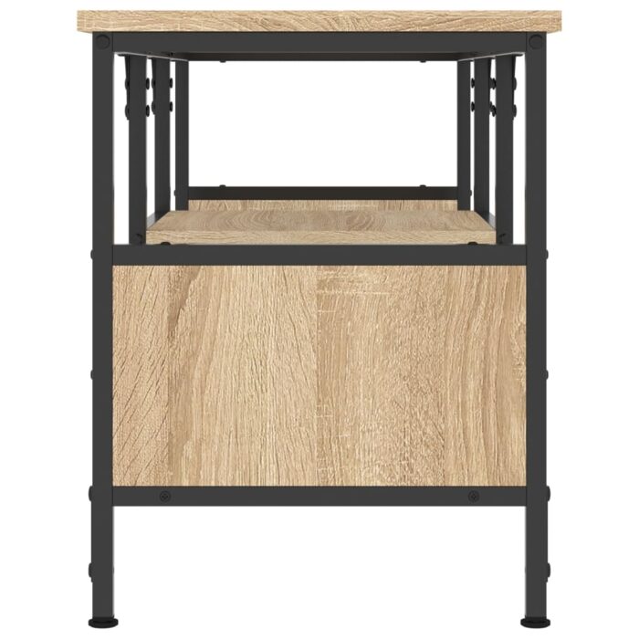 Meuble TV chêne sonoma 100x35x45 cm bois d'ingénierie et fer – Image 3