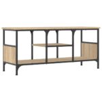 Meuble TV chêne sonoma 100x35x45 cm bois d'ingénierie et fer – Image 4