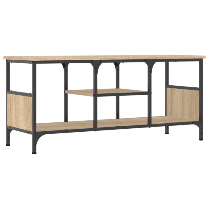 Meuble TV chêne sonoma 100x35x45 cm bois d'ingénierie et fer – Image 4
