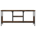 Meuble TV chêne fumé 100x35x45 cm bois d'ingénierie et fer – Image 2