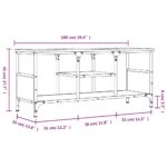 Meuble TV chêne fumé 100x35x45 cm bois d'ingénierie et fer – Image 7