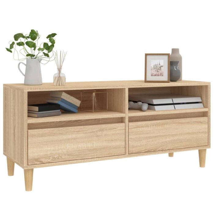 Meuble TV chêne sonoma 100x34,5x44,5 cm bois d'ingénierie – Image 2