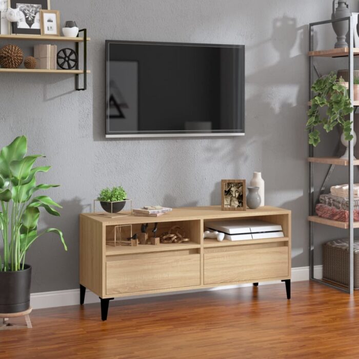 Meuble TV chêne sonoma 100x34,5x44,5 cm bois d'ingénierie – Image 1