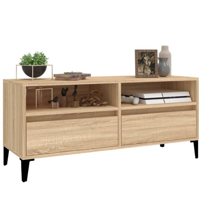 Meuble TV chêne sonoma 100x34,5x44,5 cm bois d'ingénierie – Image 2
