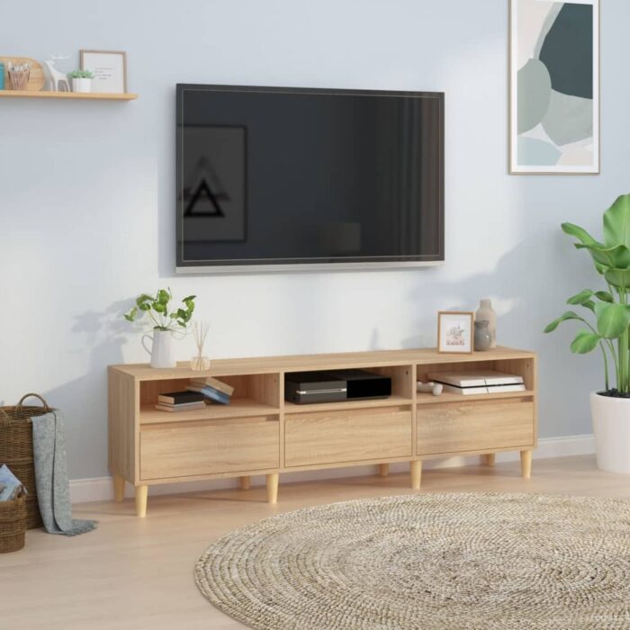 Meuble TV chêne sonoma 150x30x44,5 cm bois d'ingénierie – Image 1