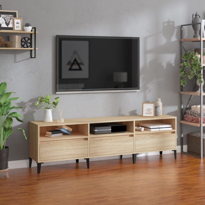 Meuble TV chêne sonoma 150x30x44,5 cm bois d'ingénierie – Image 1