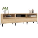 Meuble TV chêne sonoma 150x30x44,5 cm bois d'ingénierie – Image 2