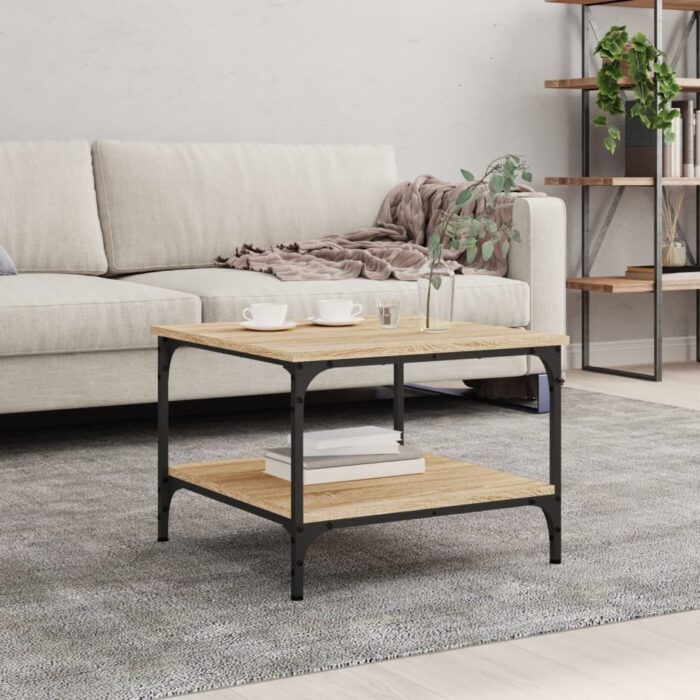 Table basse chêne sonoma 55x55x40 cm bois d'ingénierie – Image 1