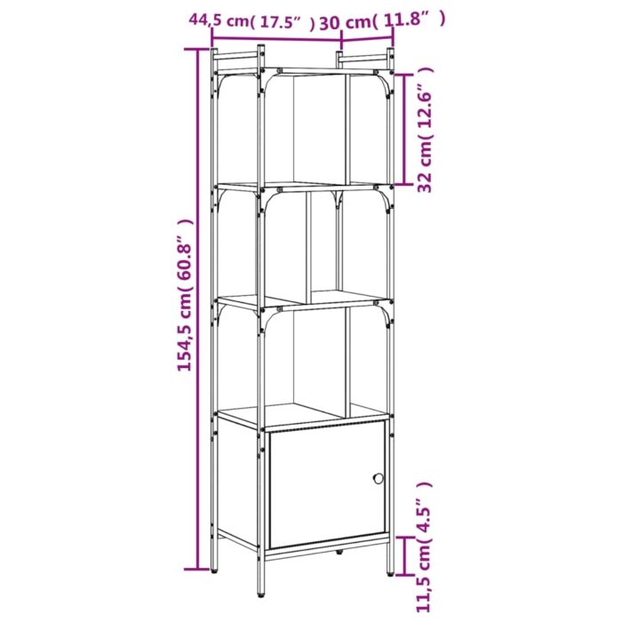 Bibliothèque avec porte chêne sonoma 44,5x30x154,5 cm – Image 8