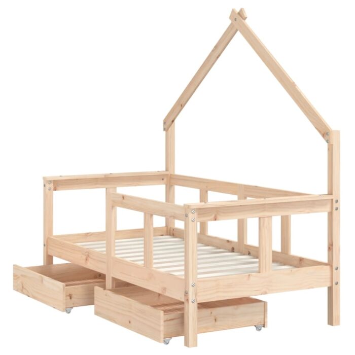 Cadre de lit enfant avec tiroirs 70x140 cm bois de pin massif – Image 2