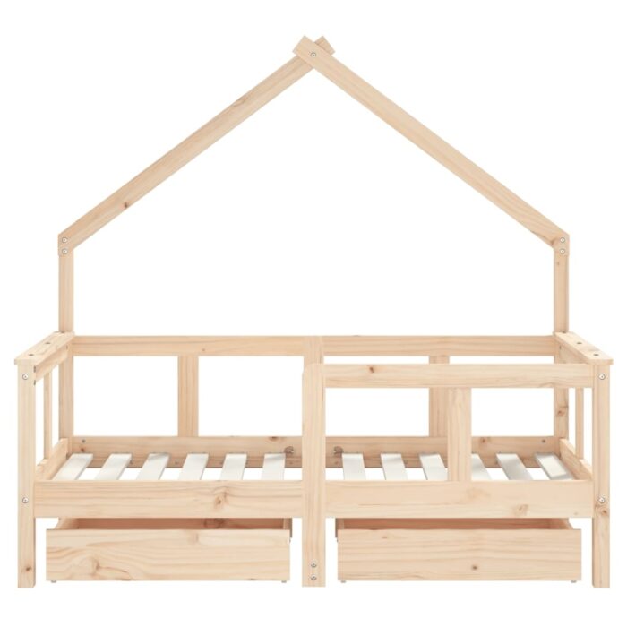 Cadre de lit enfant avec tiroirs 70x140 cm bois de pin massif – Image 3