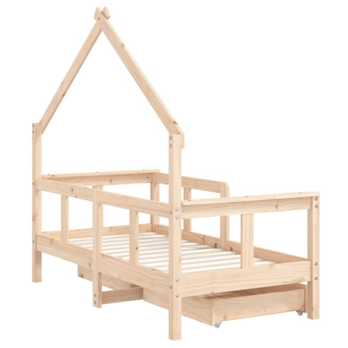 Cadre de lit enfant avec tiroirs 70x140 cm bois de pin massif – Image 5