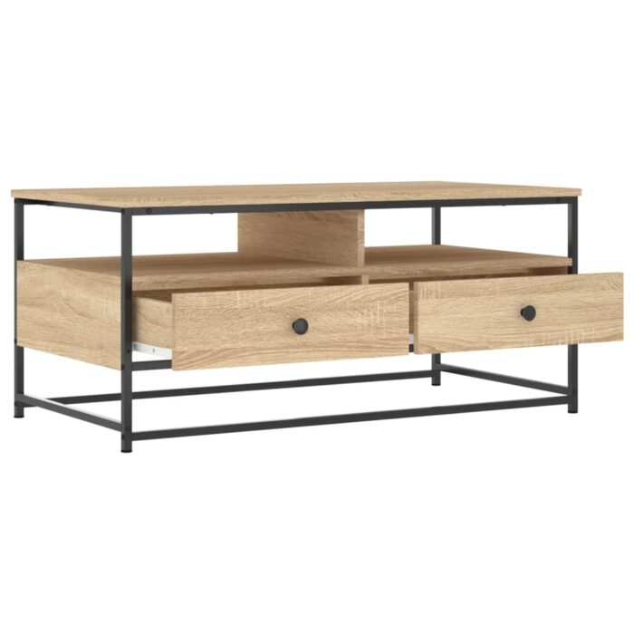 Table basse chêne sonoma 100x51x45 cm bois d'ingénierie – Image 3