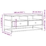 Table basse chêne sonoma 100x51x45 cm bois d'ingénierie – Image 9
