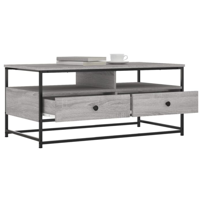 Table basse sonoma gris 100x51x45 cm bois d'ingénierie – Image 2