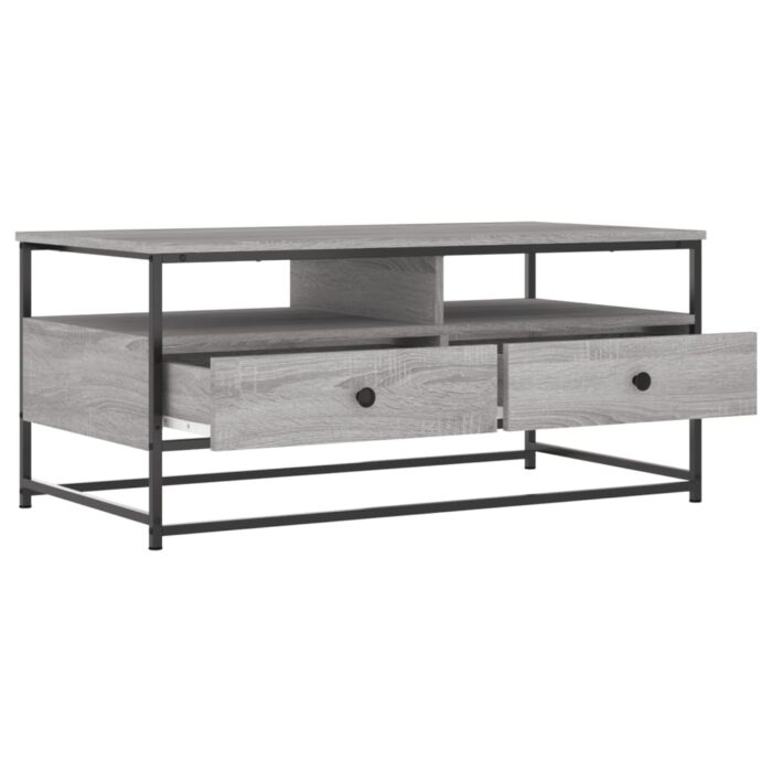Table basse sonoma gris 100x51x45 cm bois d'ingénierie – Image 3