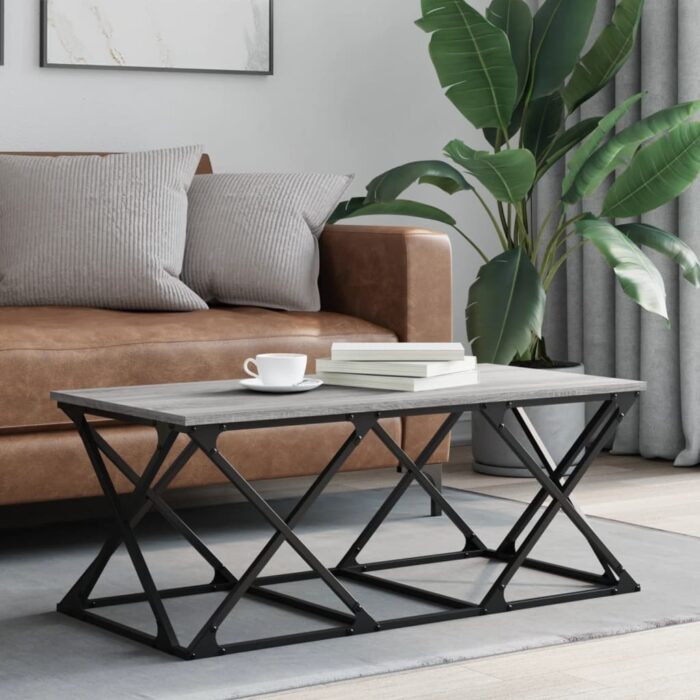 Table basse sonoma gris 100x49x40 cm bois d'ingénierie – Image 1