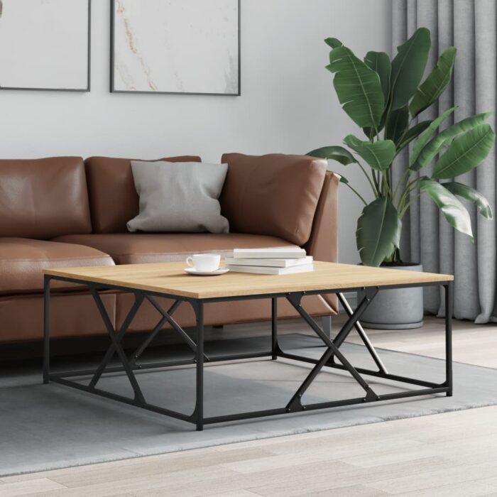 Table basse chêne sonoma 100x100x40 cm bois d'ingénierie – Image 1