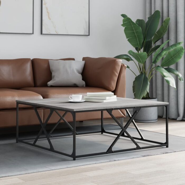 Table basse sonoma gris 100x100x40 cm bois d'ingénierie – Image 1