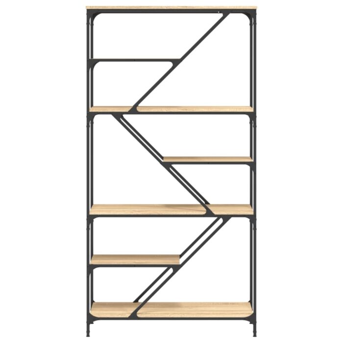 Bibliothèque chêne sonoma 91x36x176 cm bois ingénierie et acier – Image 2