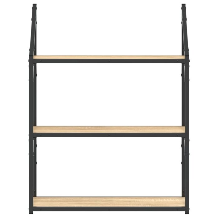Étagère murale 3 niveaux chêne sonoma 60x21x78,5 cm – Image 2