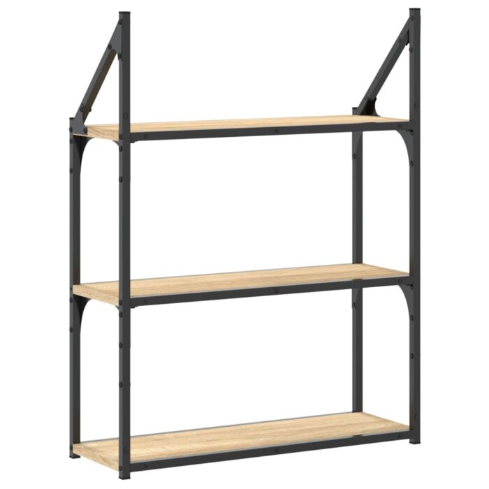 Étagère murale 3 niveaux chêne sonoma 60x21x78,5 cm – Image 4