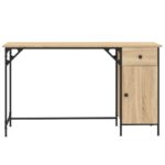 Bureau d'ordinateur chêne sonoma 131x48x75 cm bois d’ingénierie – Image 3