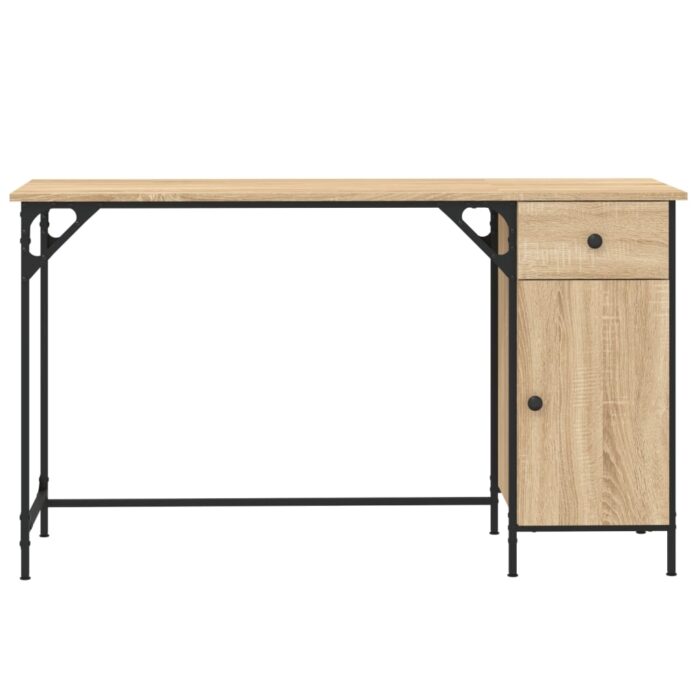 Bureau d'ordinateur chêne sonoma 131x48x75 cm bois d’ingénierie – Image 3